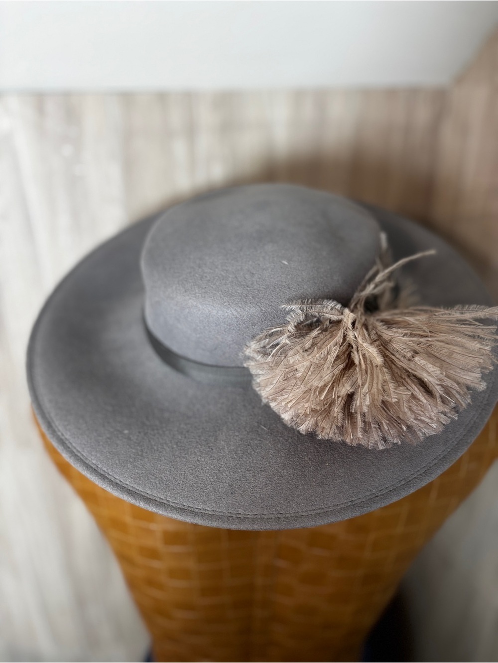Vintage Bellini New York Doeskin Wool Felt Hat with Elegant Feather Accent